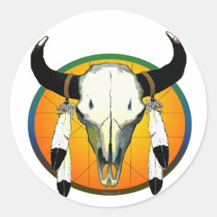 Adesivo Redondo crânio do búfalo