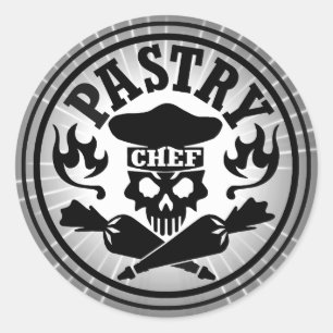 Adesivo Redondo Crânio do cozinheiro chefe de pastelaria