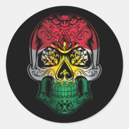 Adesivo Redondo Crânio Do Curdistão E Bandeira De Rosas