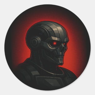 Adesivo Redondo Crânio do Exterminador Modo Força Arte Ficção Cien