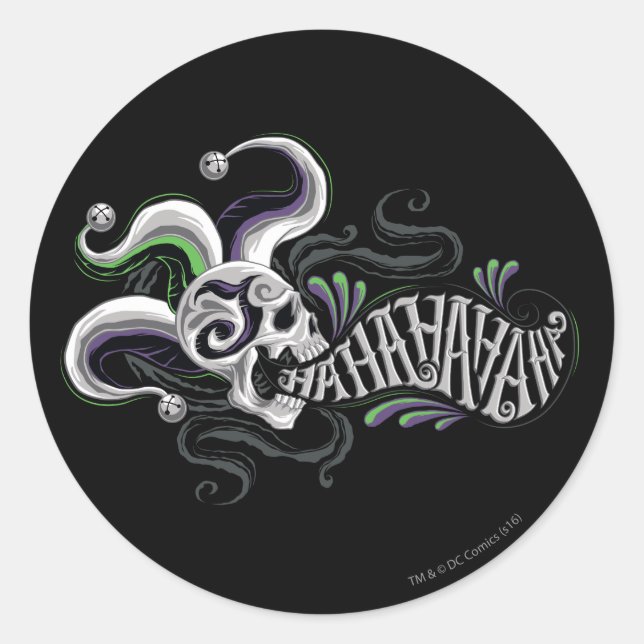 Adesivo Redondo Crânio do palhaço do pelotão | do suicídio - Haha (Frente)