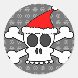 Adesivo Redondo Crânio e chapéu do papai noel dos Crossbones
