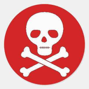 Adesivo Redondo Crânio e Crossbones