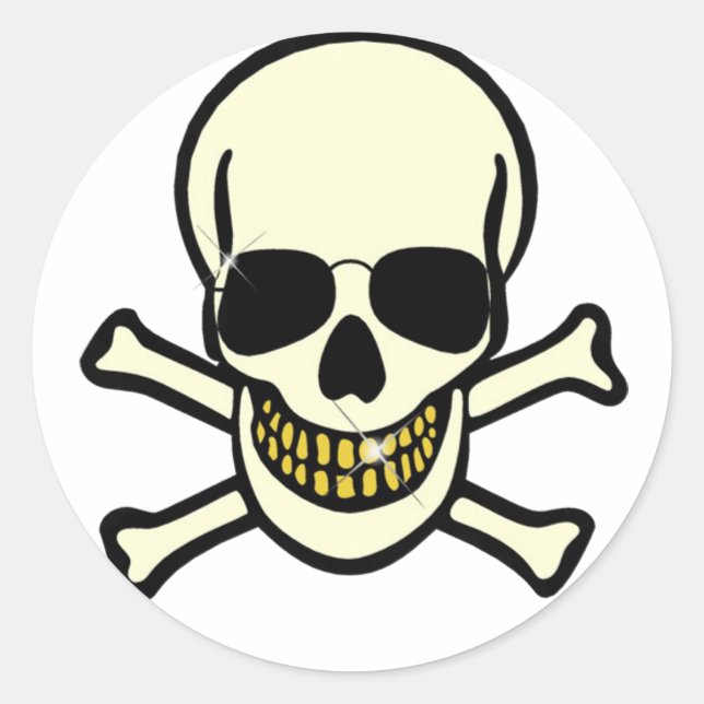 Adesivo Redondo Crânio e Crossbones (Frente)