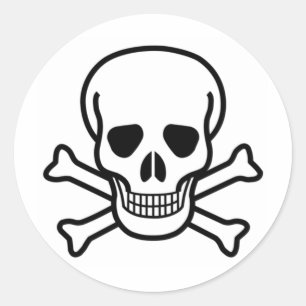 Adesivo Redondo crânio e crossbones