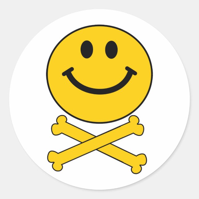 Adesivo Redondo crânio e crossbones (Frente)