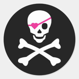 Adesivo Redondo Crânio e Crossbones