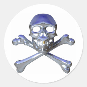 Adesivo Redondo Crânio e crossbones do cromo