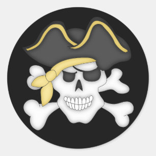Adesivo Redondo Crânio e Crossbones do pirata