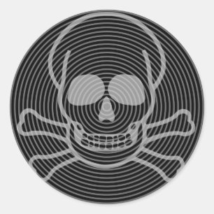Adesivo Redondo Crânio e emblema dos Crossbones