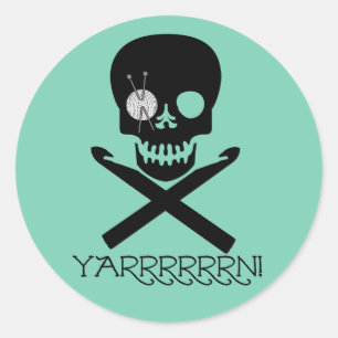 Adesivo Redondo Crânio e ganchos