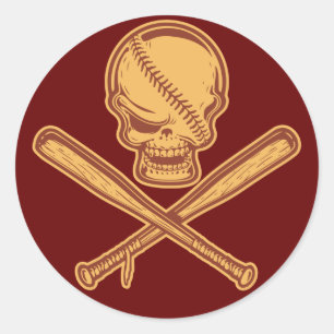 Adesivo Redondo Crânio e Morcegos Cruzados 513
