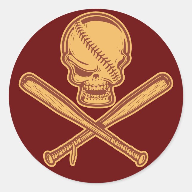 Adesivo Redondo Crânio e Morcegos Cruzados 513 (Frente)