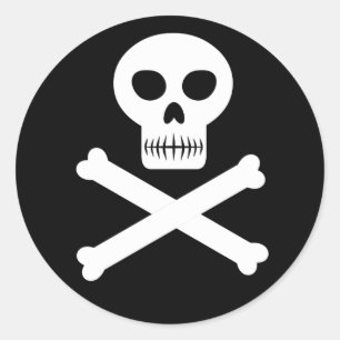 Adesivo Redondo Crânio e ossos cruzados