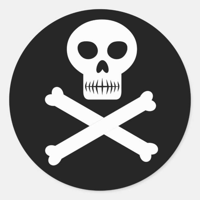 Adesivo Redondo Crânio e ossos cruzados (Frente)