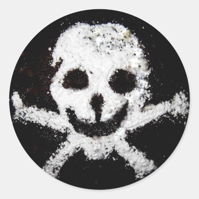 Adesivo Redondo Crânio e ossos cruzados (Frente)