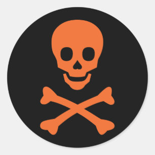 Adesivo Redondo Crânio e ossos cruzados