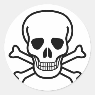 Adesivo Redondo Crânio e ossos cruzados