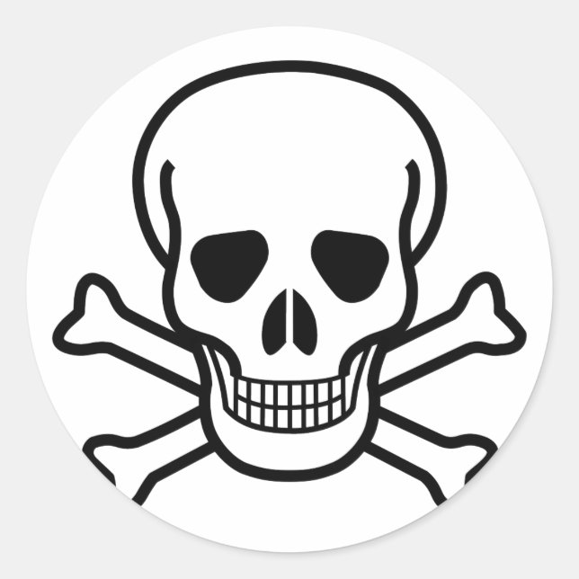 Adesivo Redondo Crânio e ossos cruzados (Frente)