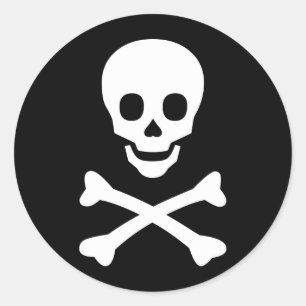 Adesivo Redondo Crânio e ossos cruzados