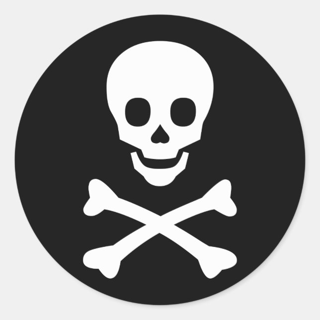 Adesivo Redondo Crânio e ossos cruzados (Frente)