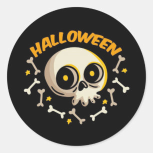 Adesivo Redondo Crânio e Ossos do Halloween