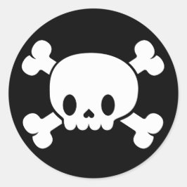 Adesivo Redondo Crânio e palheta Crossbones Halloween