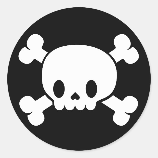 Adesivo Redondo Crânio e palheta Crossbones Halloween (Frente)