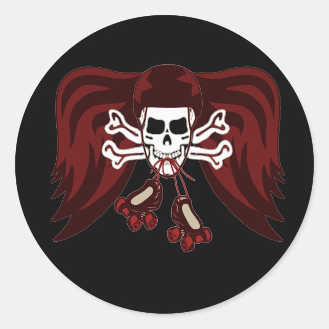 Adesivo Redondo crânio e skates (Frente)