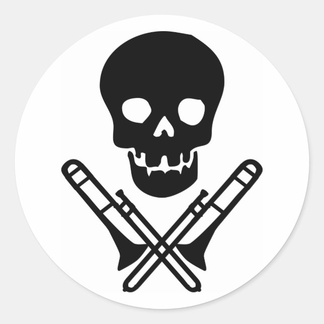 Adesivo Redondo crânio e trombones (Frente)