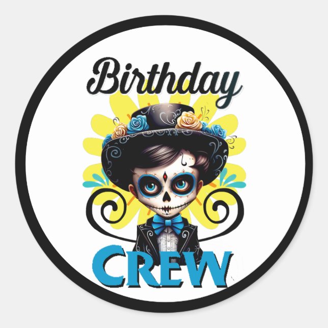 Adesivo Redondo Crânio em Açúcar (Frente)