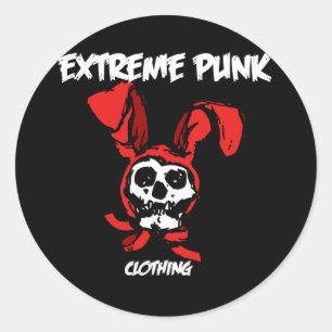 Adesivo Redondo Crânio extremo do coelho do punk