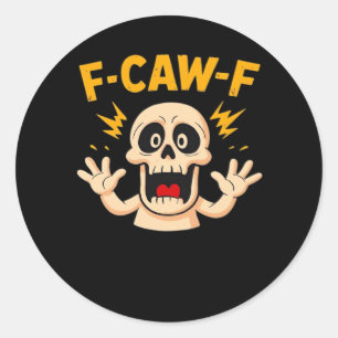 Adesivo Redondo Crânio F-Caw-F de Halloween