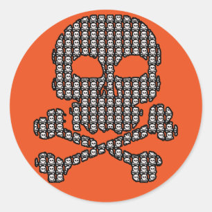 Adesivo Redondo Crânio feito de crânios no Halloween