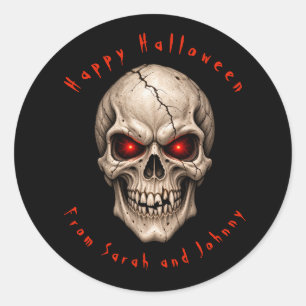 Adesivo Redondo Crânio Gótico Personalizado Feliz Halloween