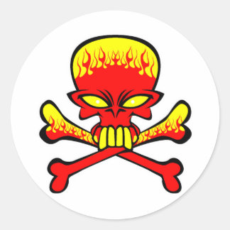 Adesivo Redondo crânio inflamável e bósforos