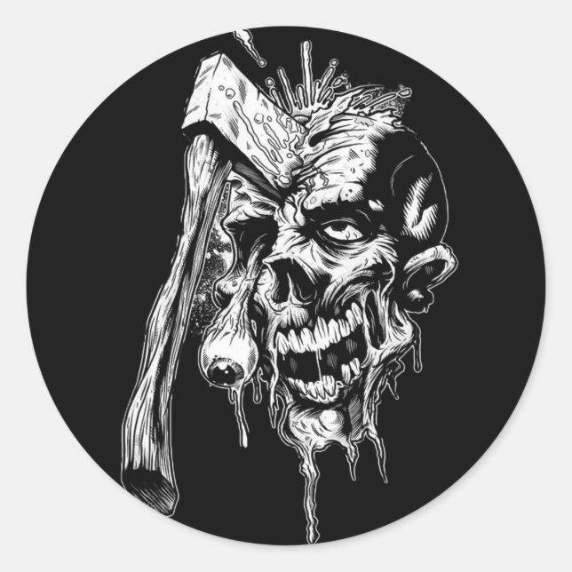 Adesivo Redondo Crânio martelado (Frente)