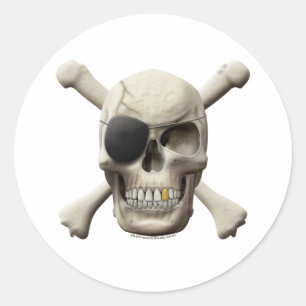 Adesivo Redondo Crânio mau & Crossbones do pirata