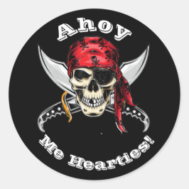 Adesivo Redondo Crânio n ossos Legenda Pirata