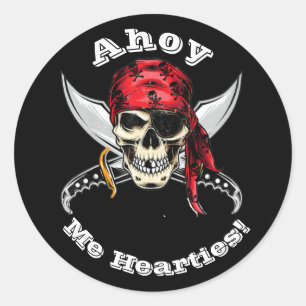 Adesivo Redondo Crânio n ossos Legenda Pirata