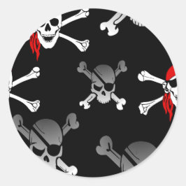 Adesivo Redondo crânio n ossos Partido Pirata