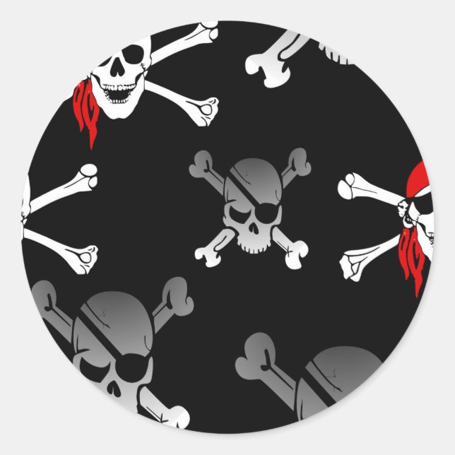 Adesivo Redondo crânio n ossos Partido Pirata (Frente)