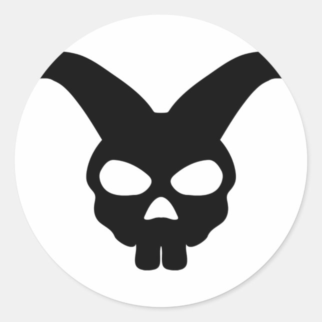 Adesivo Redondo crânio negro de coelho (Frente)