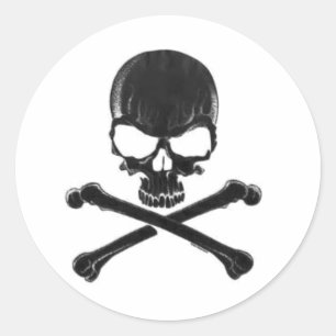 Adesivo Redondo Crânio Negro/Espósforo