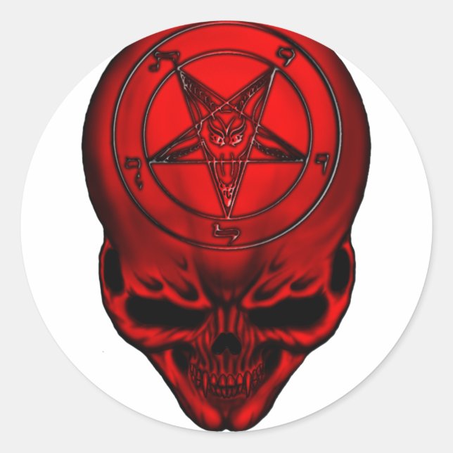 Adesivo Redondo crânio penta (Frente)
