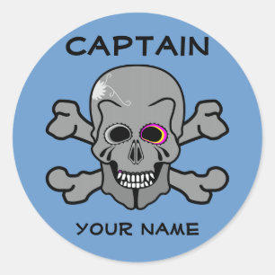 Adesivo Redondo Crânio personalizado e ossos cruzados