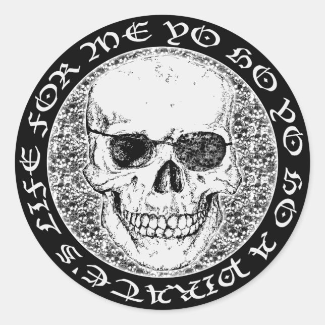 Adesivo Redondo crânio pirata (Frente)