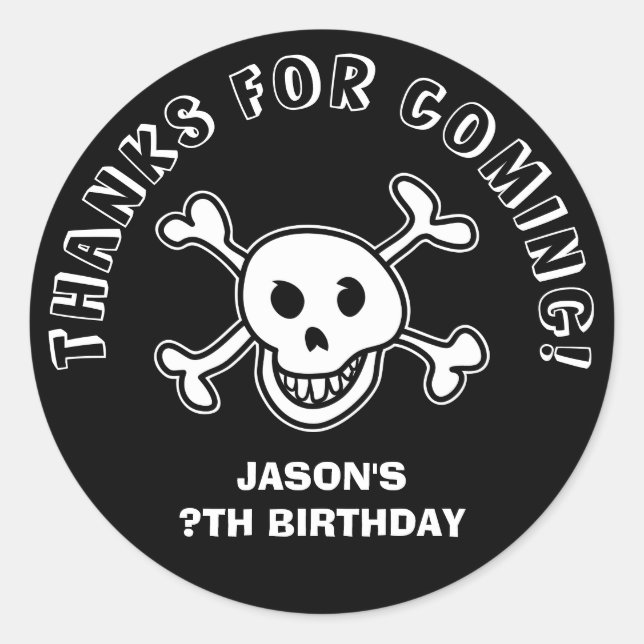 Adesivo Redondo Crânio pirata e autocolantes ou selos (Frente)