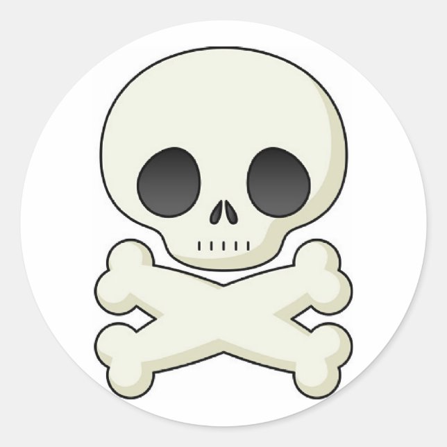 Adesivo Redondo Crânio Pirata e Crossbones (Frente)