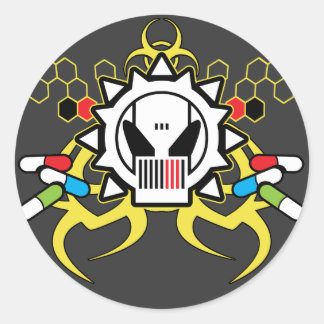 Adesivo Redondo Crânio técnico de risco biológico